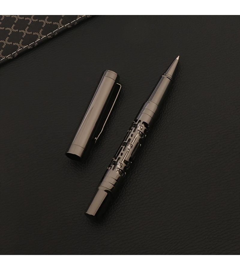 Grey Metal Signature Pen Business Office Hollow Gray Stationery - Image 3