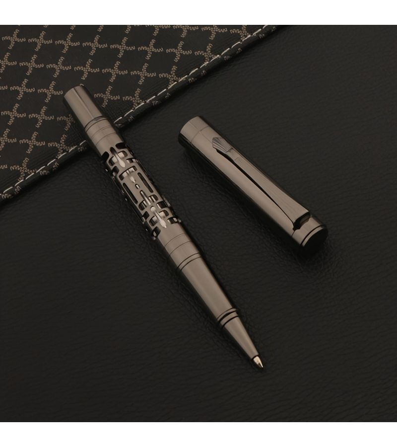 Grey Metal Signature Pen Business Office Hollow Gray Stationery - Image 2