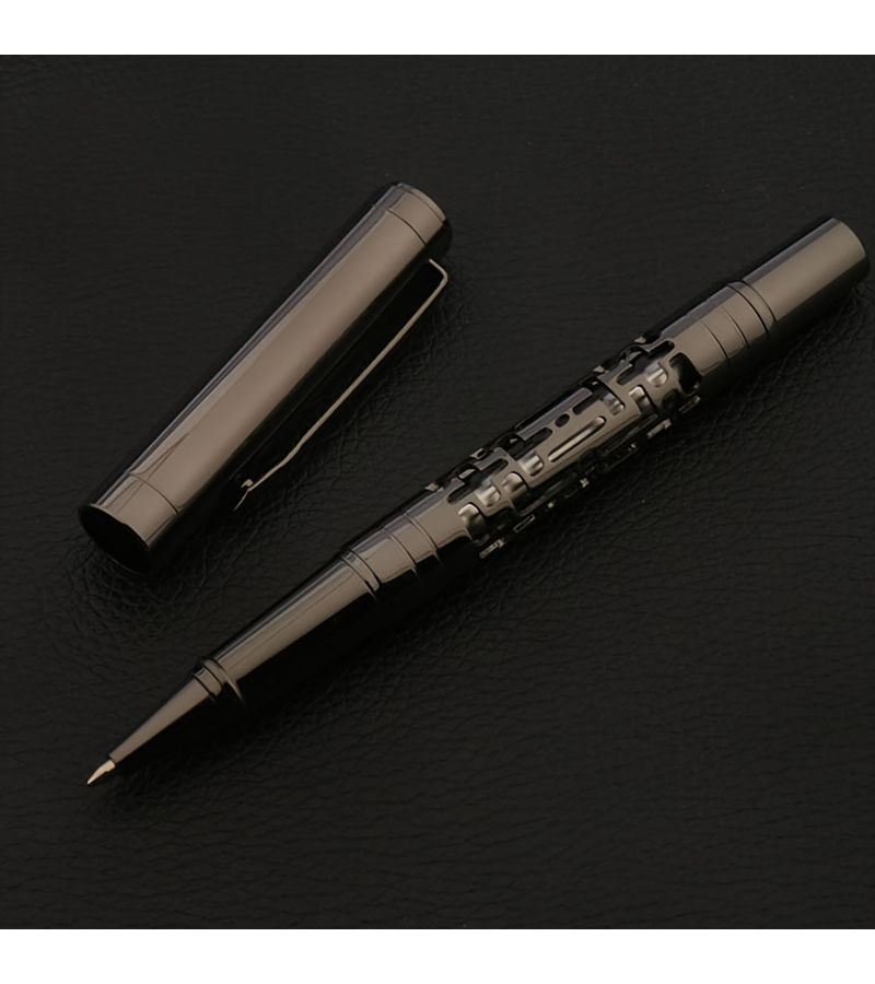 Grey Metal Signature Pen Business Office Hollow Gray Stationery - Image 1