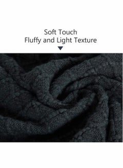 SYOSI Acrylic Knitted Throw Blanket Lightweight and Soft Cozy Decorative Woven Blanket with Tassels for Travel Couch Bed Sofa Available All Year Round 51 x 67 Inch Dark Grey  - Image 2