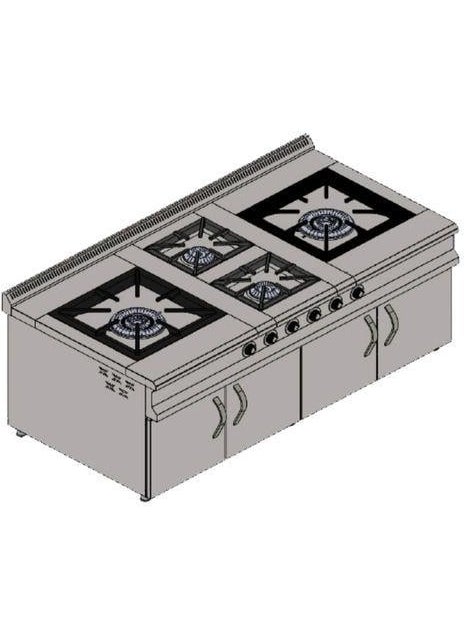 CSA Inox Karacasan Industrial LPG Cylinder 6-Burner Cabinet Range Cooker 