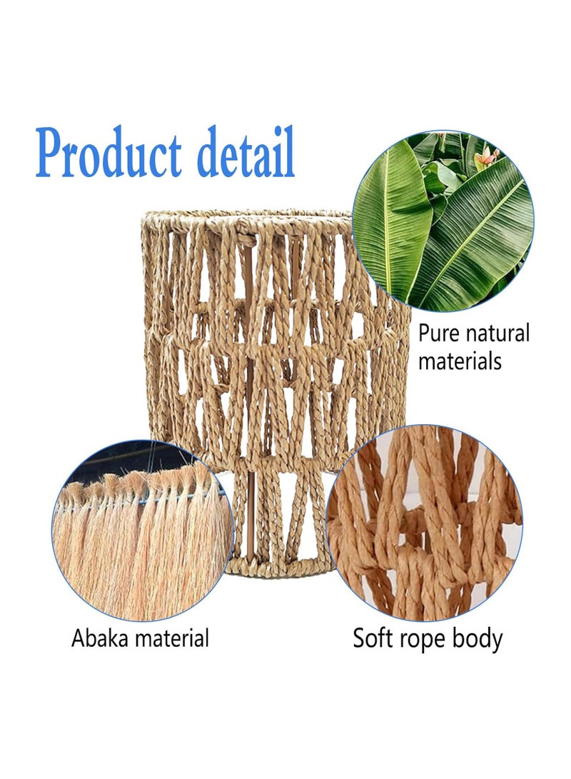 SYOSI 2 Pack Rattan Lamp Shade, Retro Small Wicker Lamp Shade Replacement,Woven Pendant Light Lampshade Cover for Chandelier, Lamp Holder, Ceiling Fan Light Bulb, Pendant Light, Floor Lamps, 4.9x6.3inch - Image 5