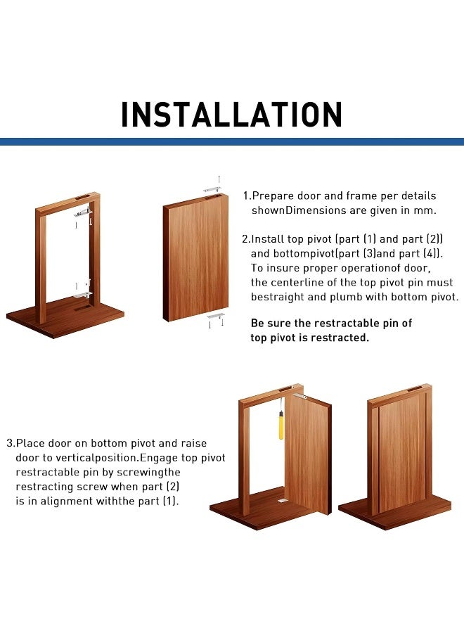 TamBee Hidden Bookcase Door Hinges for Secret Door Pivot Door Hardware Secret Door Hinges Heavy Duty Pivot Hinges for Doors 304 Stainless Steel 360 Degree Rotation - Image 5