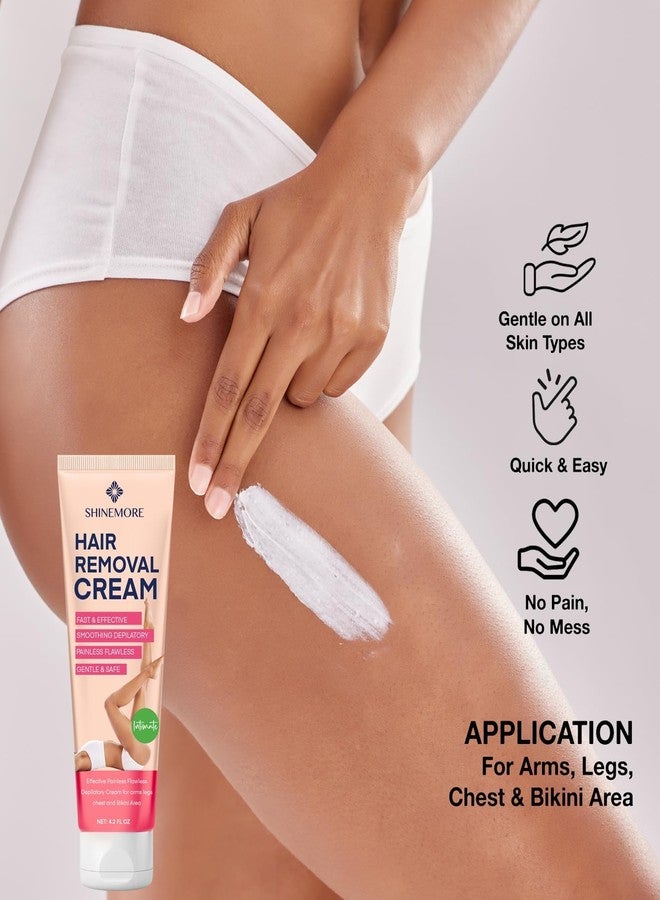 ShineMore Intimate Hair Removal Cream for Women: Effective Painless Flawless Depilatory Cream for arms legs chest and Pubic Area - Suitable for All Skin Types 120ml - Image 2