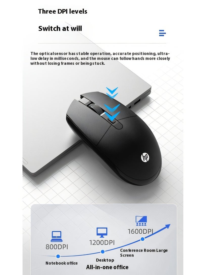 HP CS10L 2.4GHz Wireless Keyboard & Mouse Combo, Reliable Wireless Connection, Quiet Keys, Ergonomic Design for Business & Home Black - Image 2