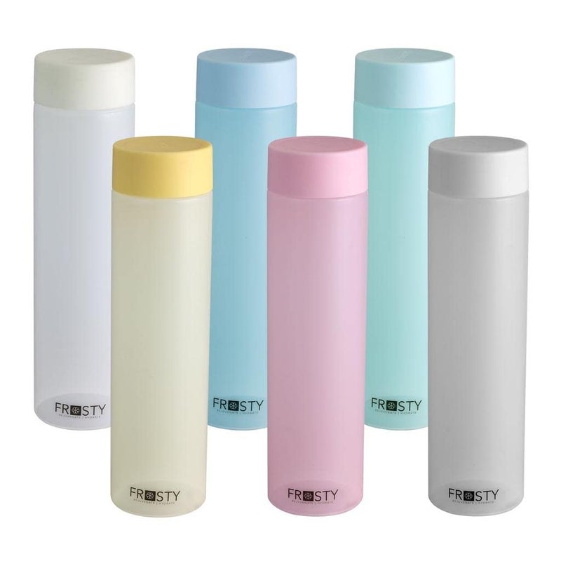 Roy Enterprise Frosty Unbreakable Water Bottle 1 Litre Set Of 6 Plastic Water Bottle Office Bottle Gym Bottle Home Kitchen Round Multicolor - Image 1