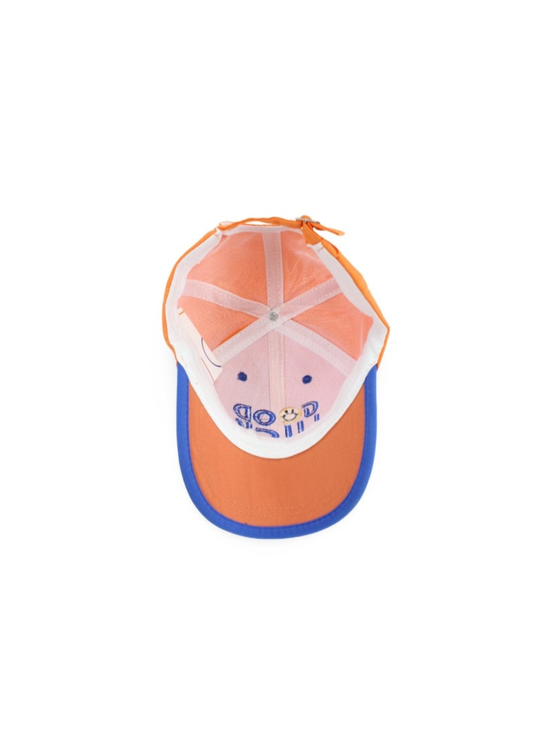 Fancy Unisex Cotton Cap – Orange with "Good Luck" Design - Image 3