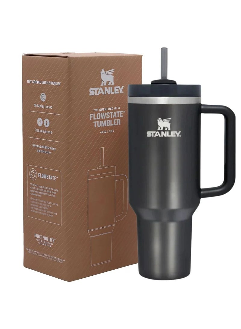 Stanley Quencher H2.0 FlowState Vacuum Insulated Tumbler – 40 oz Black Stainless Steel Travel Mug with Leakproof Lid & Straw, Double-Walled Insulation, Keeps Drinks Hot for 7 Hours & Cold for 24 Hours, Durable & Portable, Perfect for Coffee, Water, Smoothies & On-the-Go Hydration - Image 2