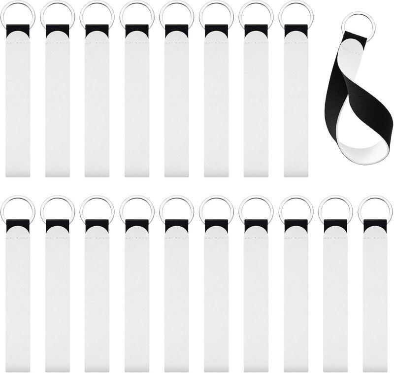 WILLBOND 20 Pieces Sublimation Blank Neoprene Wristlet Neoprene Wristlet Keychain Wrist Lanyard Keychain Holder for Women Girls (White) - Image 1