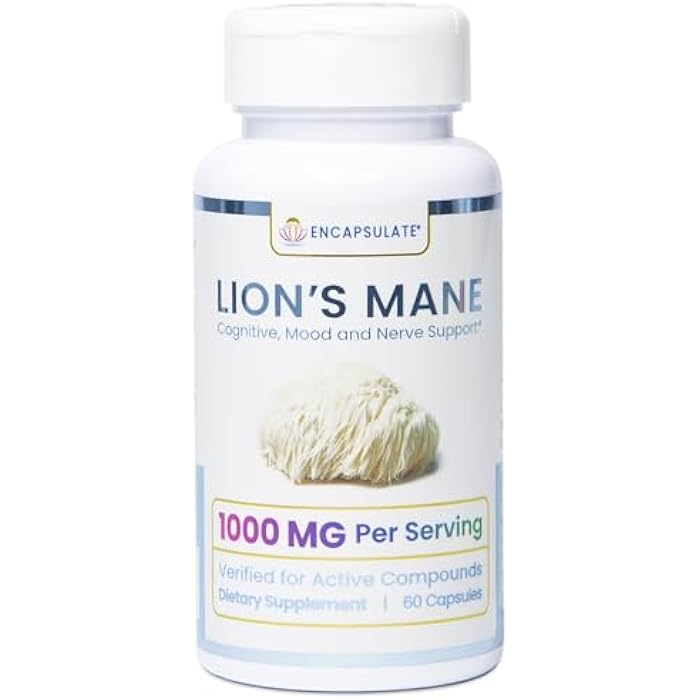 ENCAPSULATE Lion’s Mane Capsules 1000mg – Premium Organic Fruiting Body 1:1 Mushroom Extract – Nootropic & Adaptogen Mushroom Supplement for Memory, Focus & Cognitive Support – 60 Vegan Capsules - Image 1
