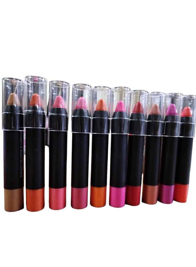 Generic Lip Stick 10 Colors Set for Girls With Lip Balm And Protection From Cracks  - Image 1