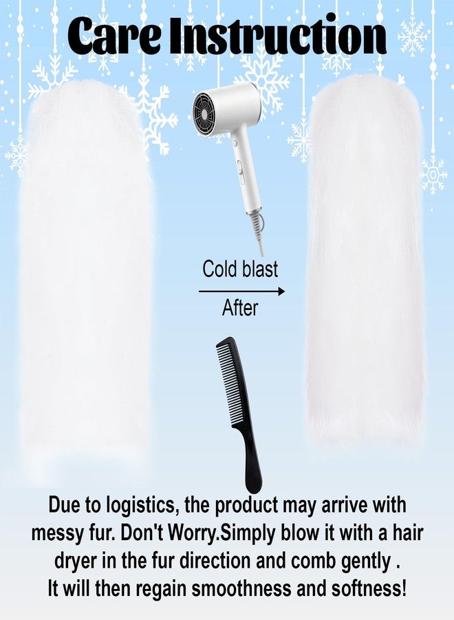 سي ان او ام جي جوارب تدفئة الساق من الفرو الصناعي من cnomg، جوارب تدفئة الساق من الفرو الصناعي، أساور أحذية من الفرو للنساء، مناسبة لحفلات التنكر، وحفلات الكريسماس، والمهرجانات (أبيض، طويل) - Image 4