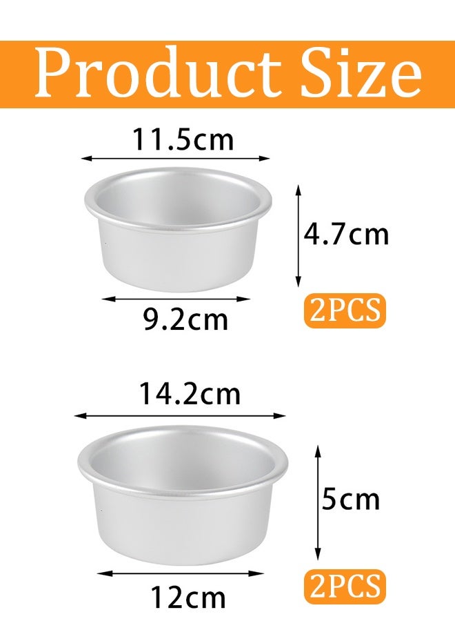 4 Pcs Cake Pans Round Non Stick Round Cheese Cake Baking Pans For Home Party Baking Supplies, Round Cake Pans with Removable Bottom(2 Size:4inch & 5inch) - Image 3