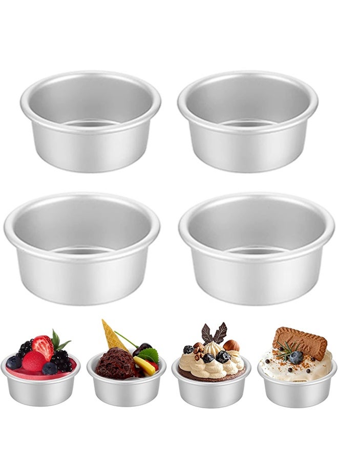 4 Pcs Cake Pans Round Non Stick Round Cheese Cake Baking Pans For Home Party Baking Supplies, Round Cake Pans with Removable Bottom(2 Size:4inch & 5inch) - Image 1