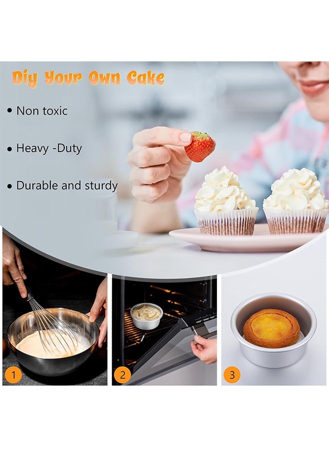 4 Pcs Cake Pans Round Non Stick Round Cheese Cake Baking Pans For Home Party Baking Supplies, Round Cake Pans with Removable Bottom(2 Size:4inch & 5inch) - Image 4