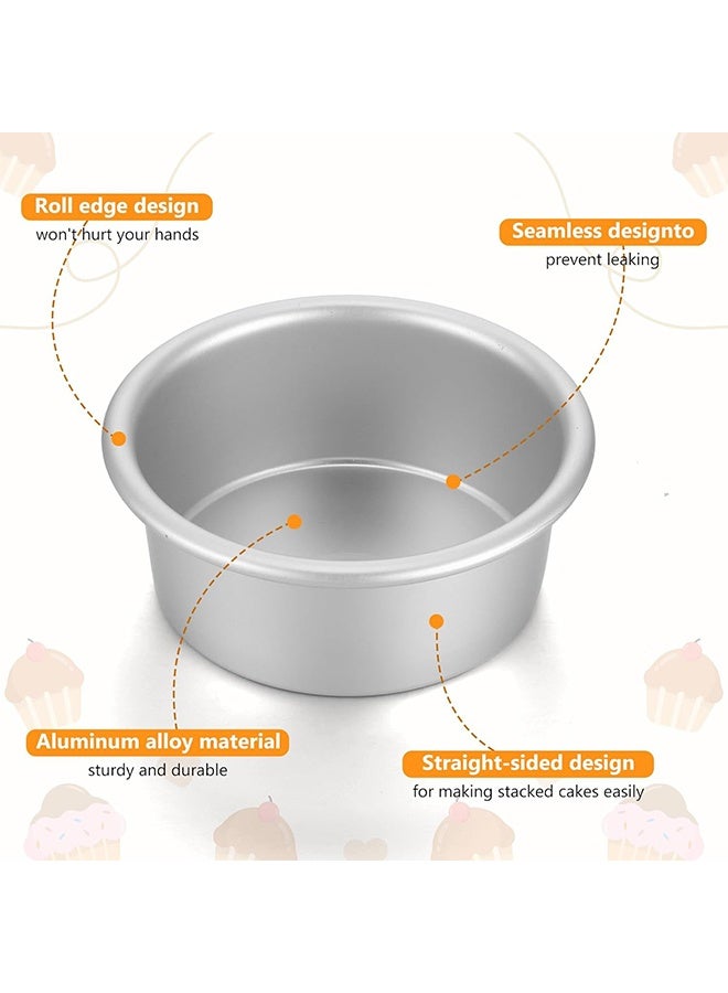 4 Pcs Cake Pans Round Non Stick Round Cheese Cake Baking Pans For Home Party Baking Supplies, Round Cake Pans with Removable Bottom(2 Size:4inch & 5inch) - Image 2