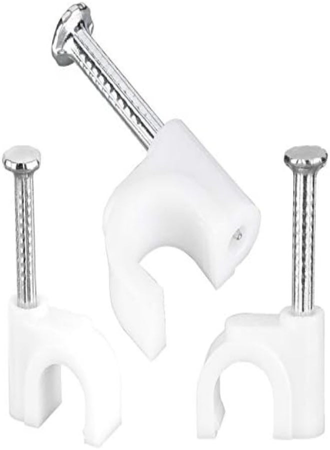 AKDC Round White Cable Clips With Steel Nails 6Mm/ 0.236Inch/ 200Pcs，For Cat6, Cat7, Cat8, Rg6, Rg59, Rj45 Cable Coax Cable, Ethernet Cable, Tv Wire Cable, Telephone Cable, Print Cable, Led Starlight  - Image 4