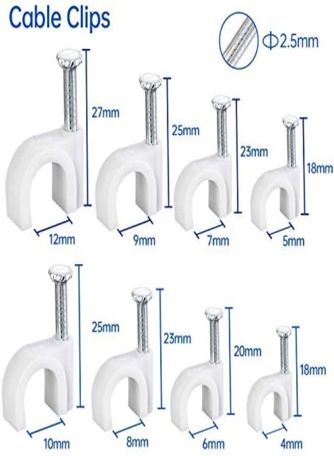 AKDC Round White Cable Clips With Steel Nails 6Mm/ 0.236Inch/ 200Pcs，For Cat6, Cat7, Cat8, Rg6, Rg59, Rj45 Cable Coax Cable, Ethernet Cable, Tv Wire Cable, Telephone Cable, Print Cable, Led Starlight  - Image 3
