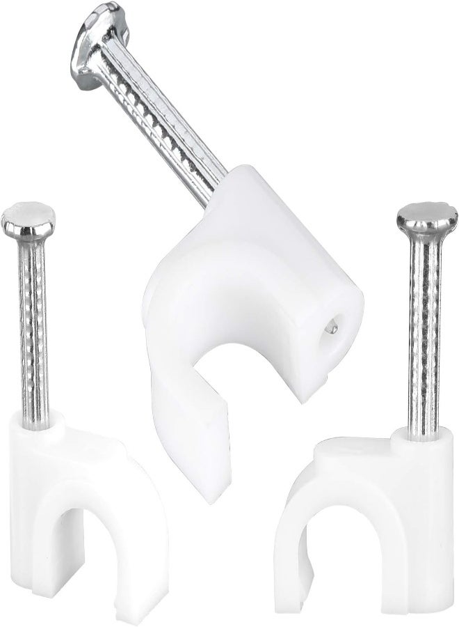 AKDC Round White Cable Clips With Steel Nails 6Mm/ 0.236Inch/ 200Pcs，For Cat6, Cat7, Cat8, Rg6, Rg59, Rj45 Cable Coax Cable, Ethernet Cable, Tv Wire Cable, Telephone Cable, Print Cable, Led Starlight  - Image 5