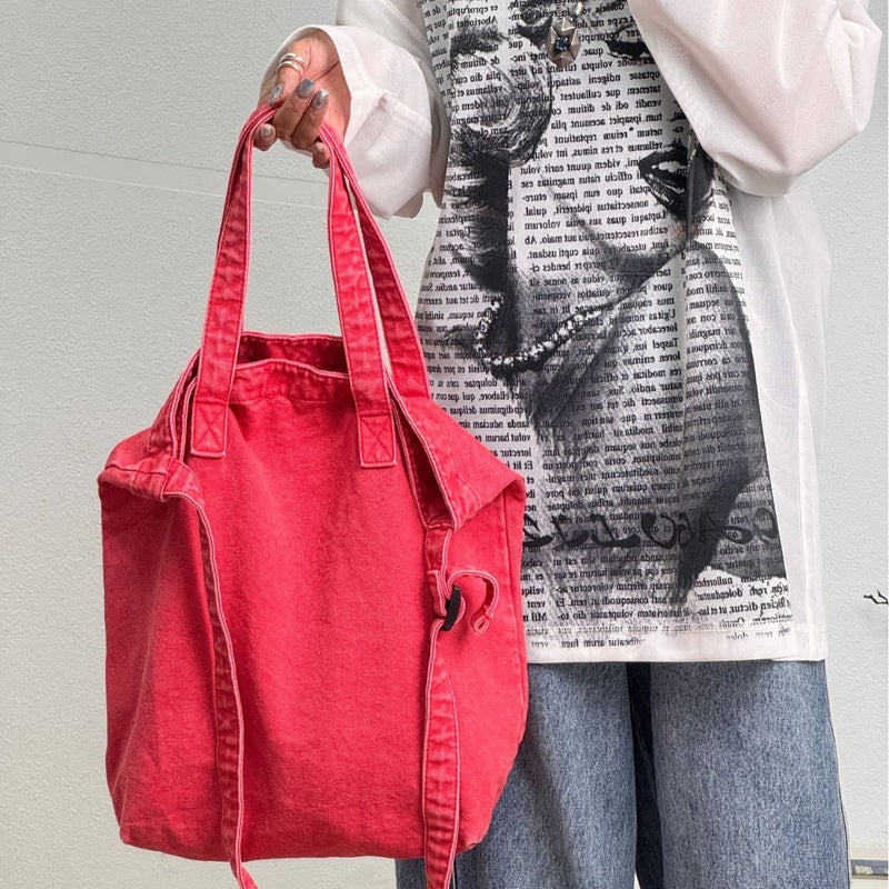 2026 New Washed Cotton Canvas Tote Bag, Multicolor, Large Capacity Commuter Shoulder Tote for Women - Image 3