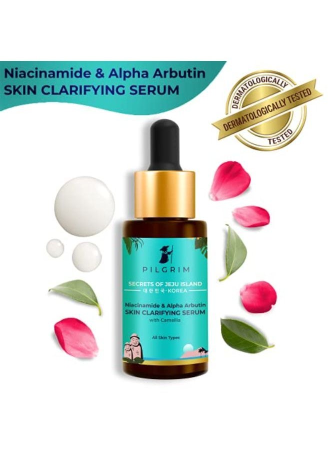 PILGRIM - Niacinamide 5% + Alpha Arbutin 1% Skin Clarifying Serum For Dark Spots, Acne Marks & Pits | Glowing Skin | All Skin Type| For Men & Women | Dermatologically Tested | Made In India | 30Ml - Image 1