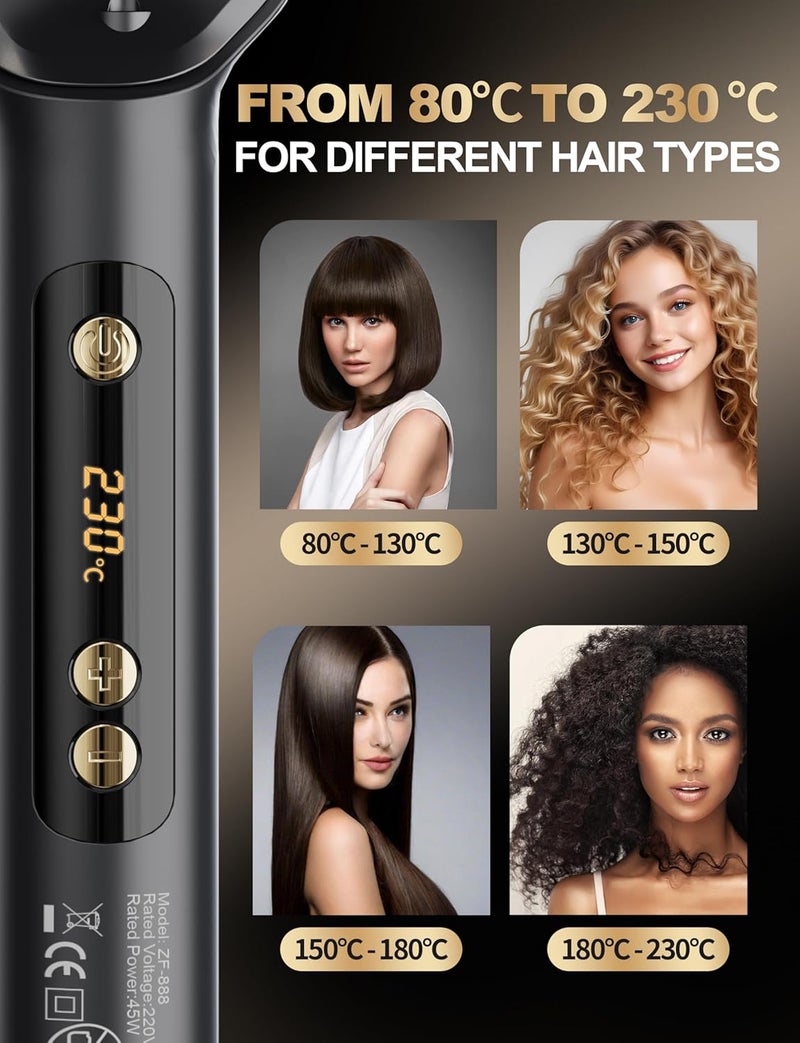 GRT PRO Hair Straightener Brush, Ceramic Hair Straighteners and Straightening Brush 2-in-1 for Women,PTC Ceramic Hot Anti-Scald, Fast Heating, 30 Temperature Settings (80℃~230℃) LED Display for Women (Black) - Image 4