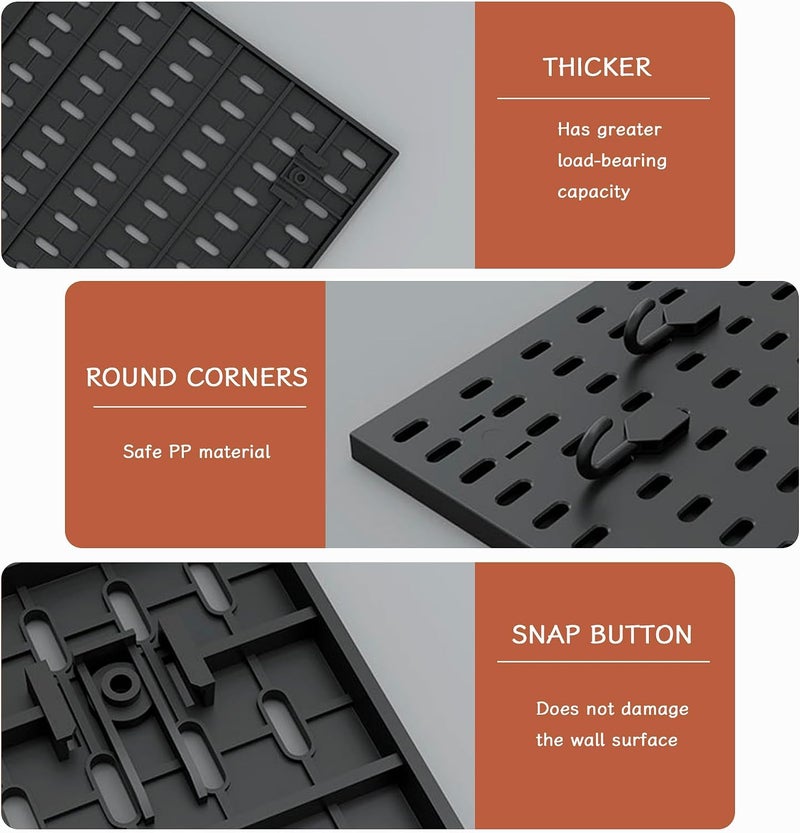 Magic Park Pegboard Combination Kit,Wall Organizer Wall Mount Display Pegboard Panel Kit for Live Room Gaming Room Craft Room 4 x 30 * 30cm Plastic Wall Organizer Kit (Black, 60 * 60cm) - Image 5