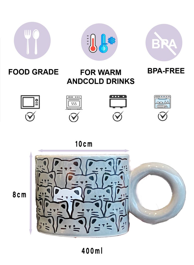 400Ml Cat - Themed Ceramic Mug With Spoon And Gift Box - Adorable Design, Perfect For Gifting & Daily Use  - Image 2
