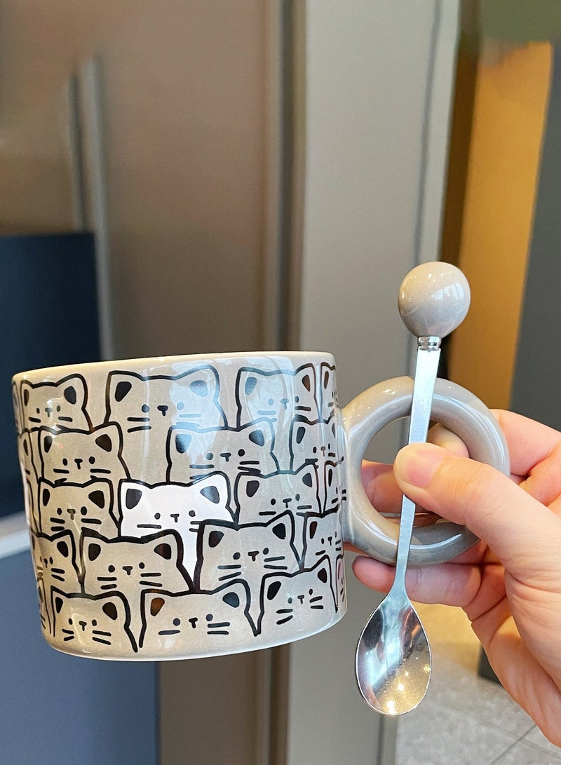 400Ml Cat - Themed Ceramic Mug With Spoon And Gift Box - Adorable Design, Perfect For Gifting & Daily Use  - Image 3