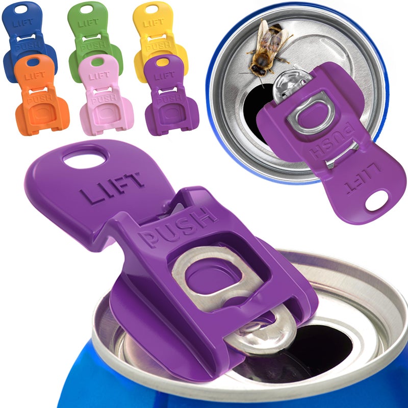 Complete Cover Easy Tab Opener New and Improved 6PK Beverage Barricade 20 by Avant Grub Colorful Drink Can Protector Cap for Soda Beer Coke Shields From Bugs Bees Dust at the Party BBQ Beach