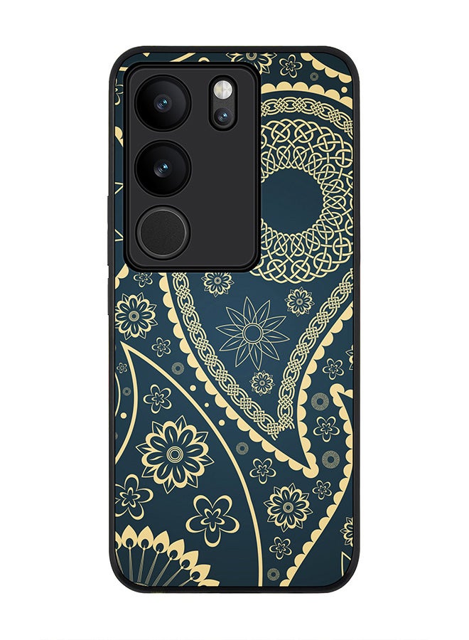 Stylizedd حافظة حواف سوداء متينة لهاتف Vivo V29 / Vivo V29 Pro / Vivo S17، حافظة مرنة رقيقة من المطاط TPU - ليالي هندية - Image 1