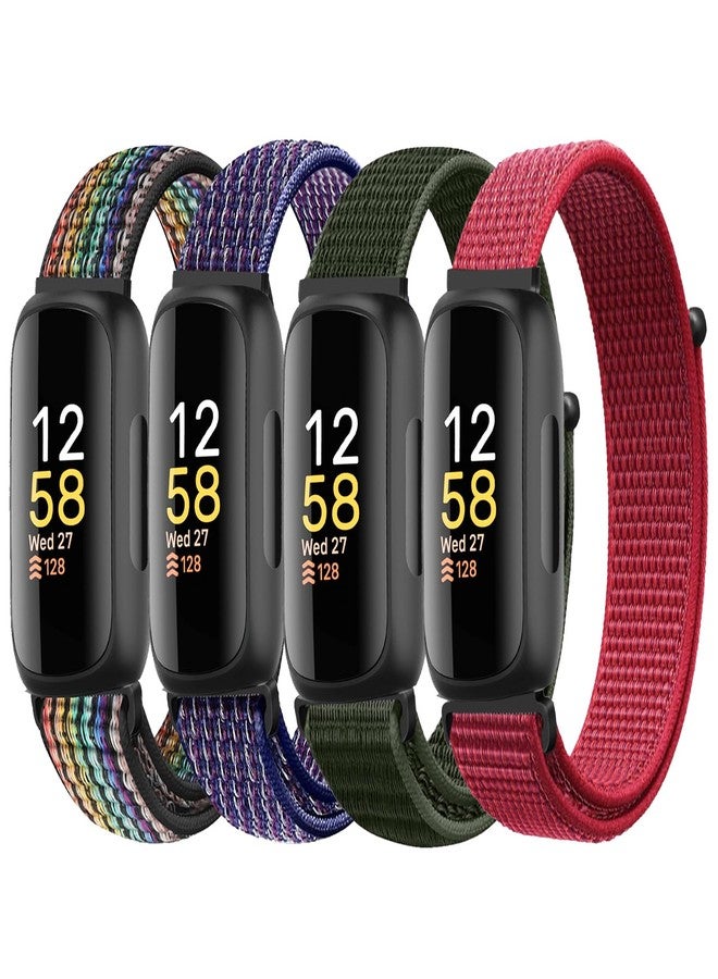 ShuYo Sport Loop Nylon Band Compatible with Fitbit Inspire 3/Inspire 2/Inspire/Inspire HR/Ace 2/Ace 3, Adjustable Rugged Velcro Replacement Wristband Strap for Men Women(4 Pack) - Image 1