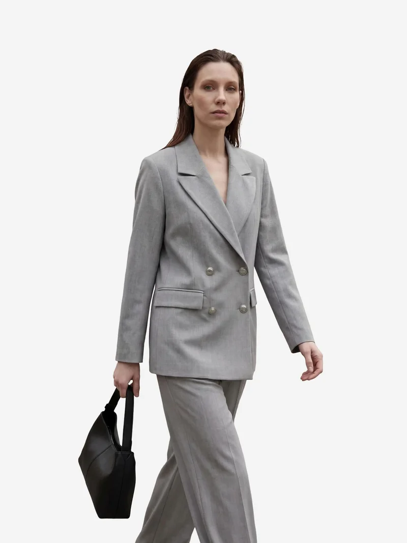 My Fashion Grey MY FASHION Buttoned Blazer Jacket for Women | Best Price UAE