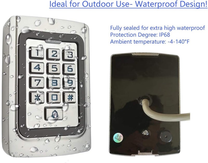 Supreform IP68 Waterproof Universal 12V 24VDC Metal Case Digital Wired Keypad for Garage Door, Gate Opener and Access Control Systems - Image 5