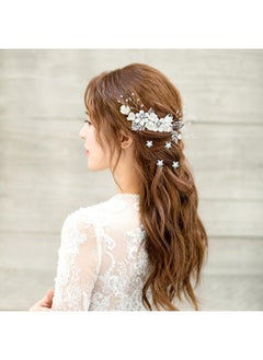 Cinaci Cinaci 18 Pieces Bridal Wedding Party Prom Pearl Rhinestone White Flower Hair Side Combs Slides+U-shaped Flower Hair Pins+Twist Spiral Hairpins Floral Headpieces for Brides Bridesmaids Women Girls  - Image 3
