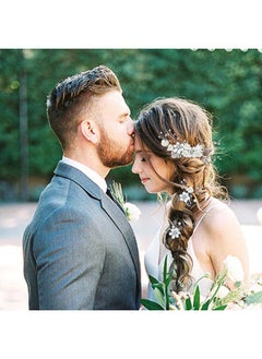 Cinaci Cinaci 18 Pieces Bridal Wedding Party Prom Pearl Rhinestone White Flower Hair Side Combs Slides+U-shaped Flower Hair Pins+Twist Spiral Hairpins Floral Headpieces for Brides Bridesmaids Women Girls  - Image 2