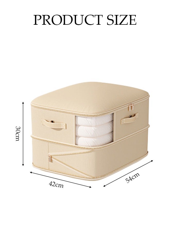 2 Pcs Large Clothes Storage Box，Waterproof Moving Tote Bag，Foldable Storage Containers，With Zipper and Handle，Dustproof,for Blankets and Quilts, Bedding, Sweater, Pillow,54*42*30cm  - Image 2