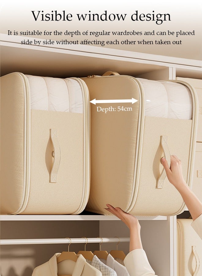 2 Pcs Large Clothes Storage Box，Waterproof Moving Tote Bag，Foldable Storage Containers，With Zipper and Handle，Dustproof,for Blankets and Quilts, Bedding, Sweater, Pillow,54*42*30cm  - Image 4
