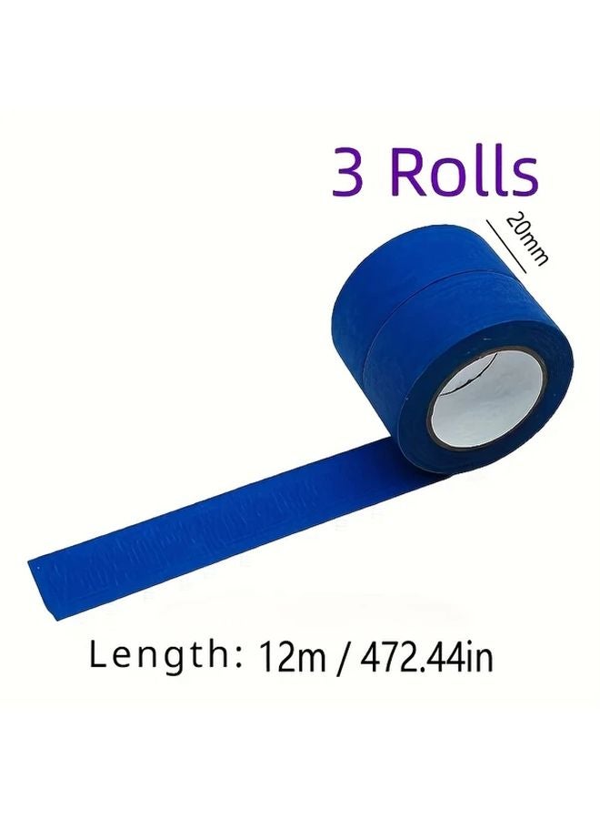 Blue Painter Tape 20mm x 12m Heavy Duty Easy Apply Remove No Residue for Painting Wallpaper Trim - Image 1