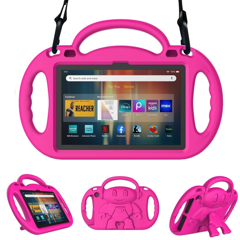 Sanyetral Fire HD 8 & HD 8 Plus Tablet Case for Kids(12th/10th Generation, 2024/2022/2020 Release), Sanyetral Lightweight Shockproof Cover with Shoulder Strap, Stand and Handle Not for Nokia TCL Samsung -Pink - Image 1