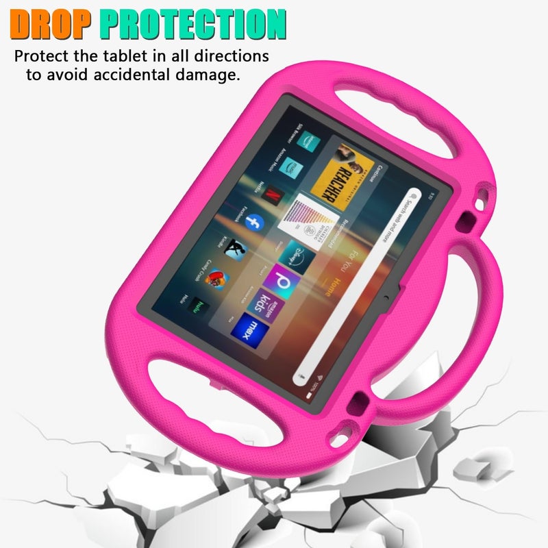 Sanyetral Fire HD 8 & HD 8 Plus Tablet Case for Kids(12th/10th Generation, 2024/2022/2020 Release), Sanyetral Lightweight Shockproof Cover with Shoulder Strap, Stand and Handle Not for Nokia TCL Samsung -Pink - Image 3