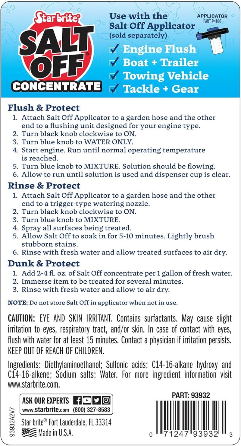 Star Brite Salt Off - Removes Salt Deposits and Leaves a Protective PTEF Coating - Also Ideal to Flush Outboard and Inboard Engines With Mixer Applicator - Image 1