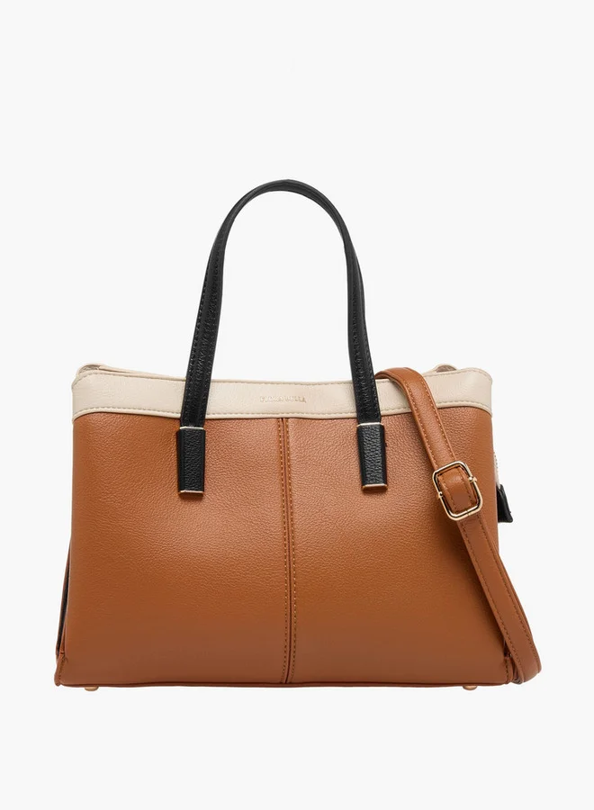 فلورا بيلا من شو إكسبرس Panelled Tote Bag with Detachable Strap and Zip Closure