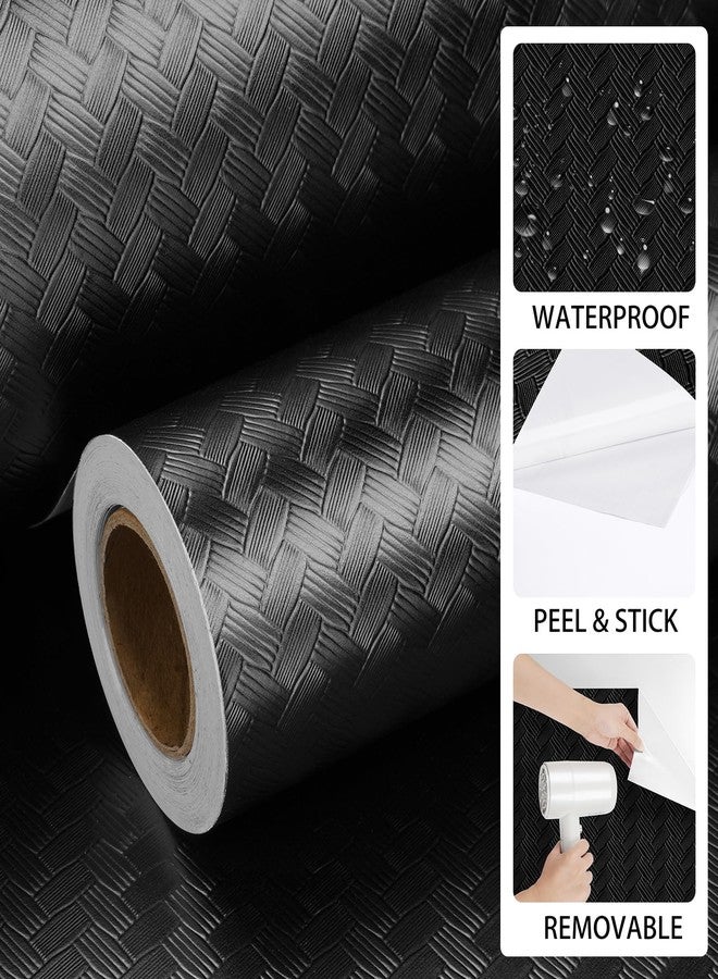 ReWallpaper Black Textured Wallpaper Peel and Stick Modern Embossed Contact Paper for Cabinets Removable Prepasted Wallpaper Roll for Walls Waterproof Bathroom Wall Paper Easy to Apply 17.7in x 6.5ft - Image 5