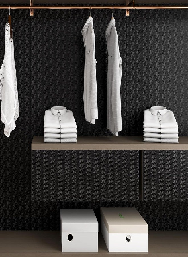 ReWallpaper Black Textured Wallpaper Peel and Stick Modern Embossed Contact Paper for Cabinets Removable Prepasted Wallpaper Roll for Walls Waterproof Bathroom Wall Paper Easy to Apply 17.7in x 6.5ft - Image 2