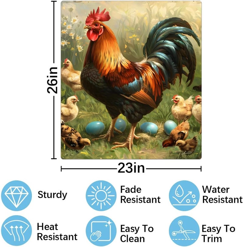 cfpolar Dishwasher Magnet Cover Rooster Flower Eggs Reusable Magnetic Door Cover Panel Decal Dishwasher Magnets Decorative Cover Refrigerator Kitchen Appliance Decor Front Dishwashers Covers 23" x 26" - Image 2