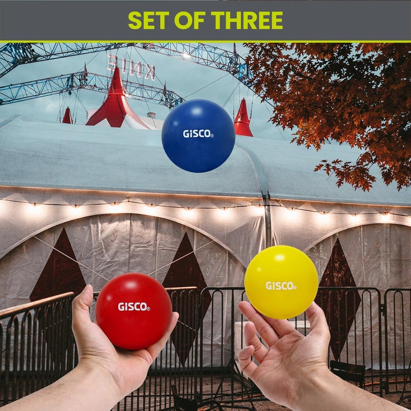 GISCO كرات الجمباز البلاستيكية 70 مم الناعمة - مجموعة من 3 ألوان متنوعة مع حقيبة حمل - مجموعة التلاعب للأطفال والبالغين، مناسبة للمبتدئين والمحترفين - Image 3