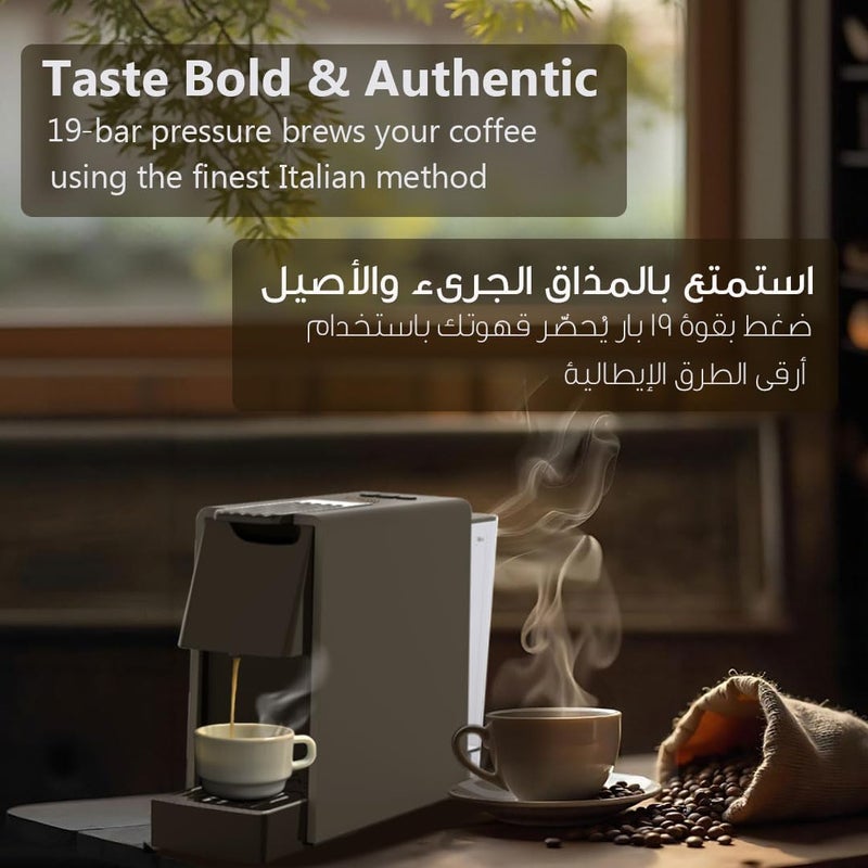 LePRESSO Coffee Maker with Capsule Auto Ejection, 19-Bar Coffee Machine Pump, Compatible with Nespresso Capsule, 600ML Tank, Self-Cleaning Mode, 1450W Power for 40ML & 80ML Espresso - Image 5