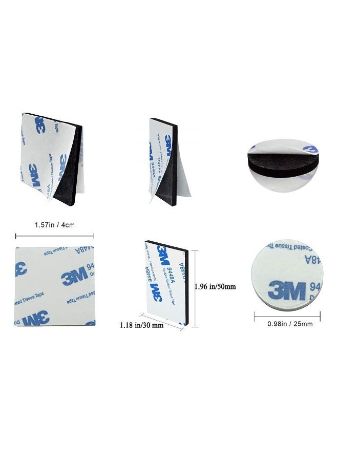 3M 60Pcs  Double Sided Foam Tape Strong Pad Mounting,Double Sided Tape Strong Heavy Duty Waterproof Tape Adhesive Foam Pad Tape, Black Self-Adhesive Tape Include Square Round and Rectangular,for Holding Picture, Walls Picture, Light, Hooks, Home, Office - Image 2