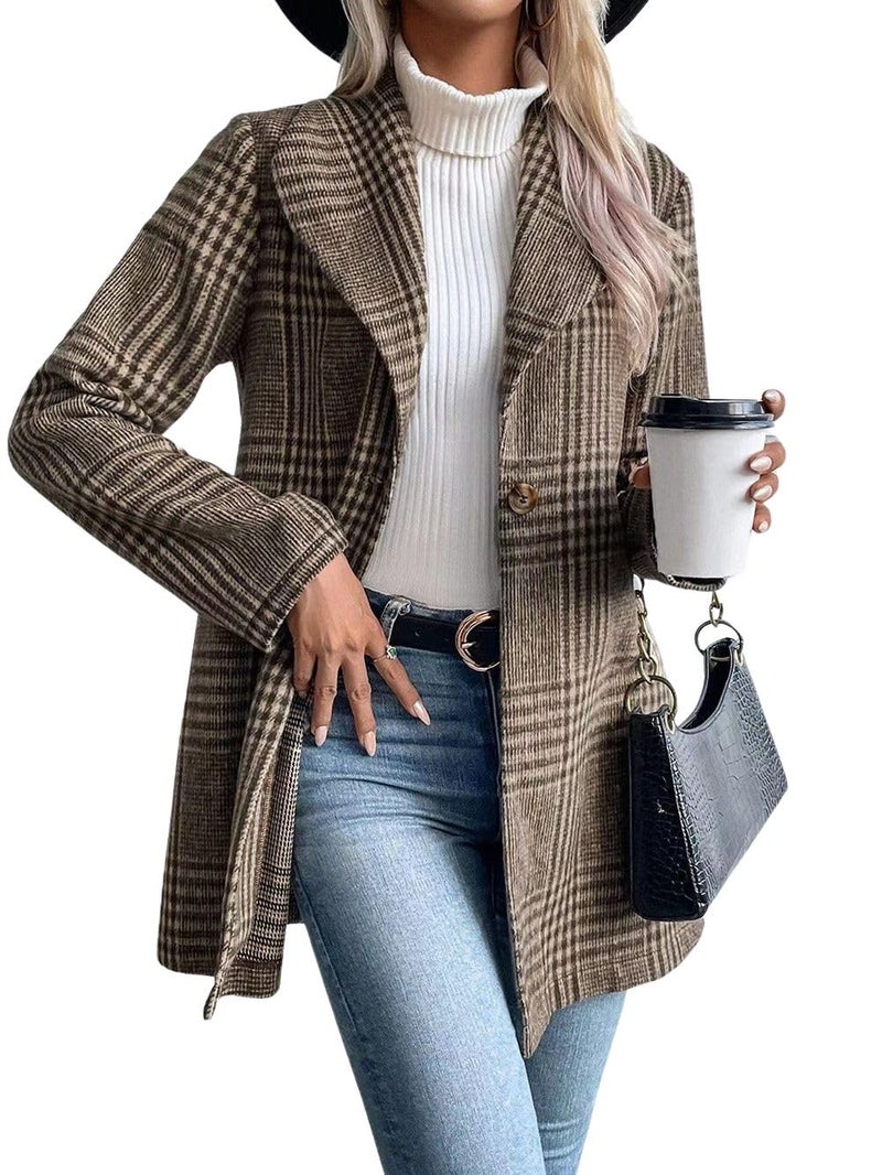 utcoco Womens 2025 Business Casual Blazers Long Sleeve Open Front Work Office Blazer Jacket (Medium, Brown Khaki) - Image 1